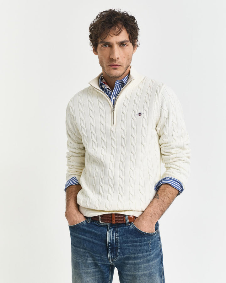 COTTON CABLE HALF ZIP