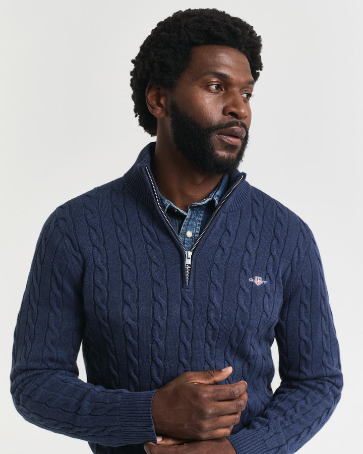 COTTON CABLE HALF ZIP