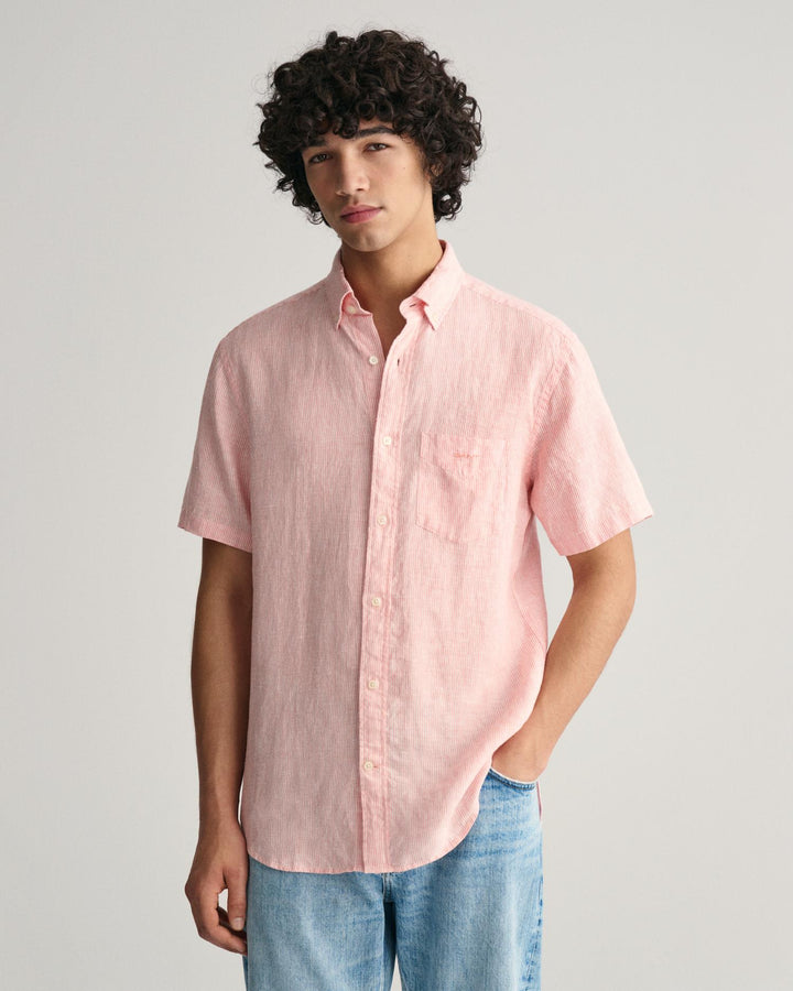 REG LINEN STRIPE SS SHIRT