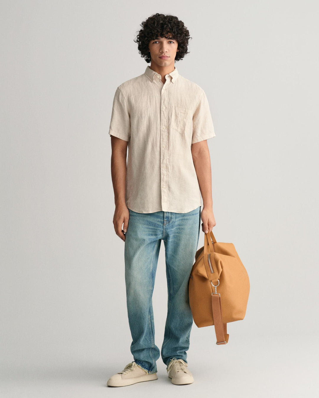 REG LINEN HOUNDSTOOTH SS SHIRT