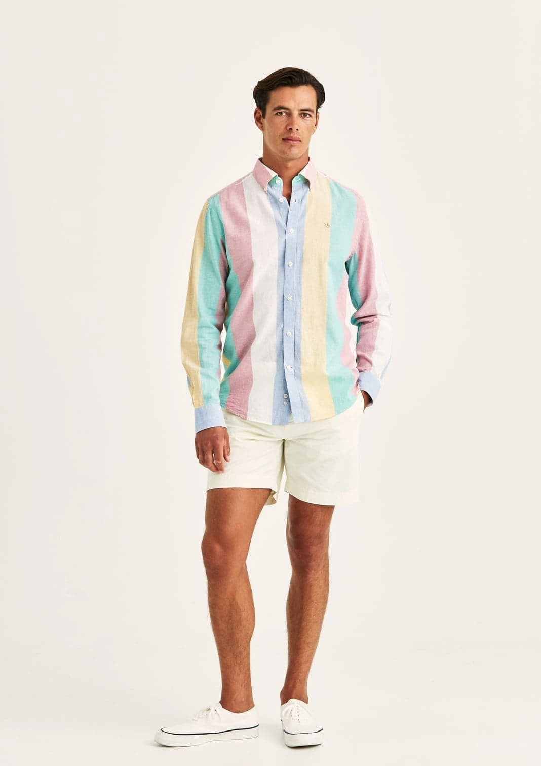 HAPPY LINEN STRIPE SHIRT