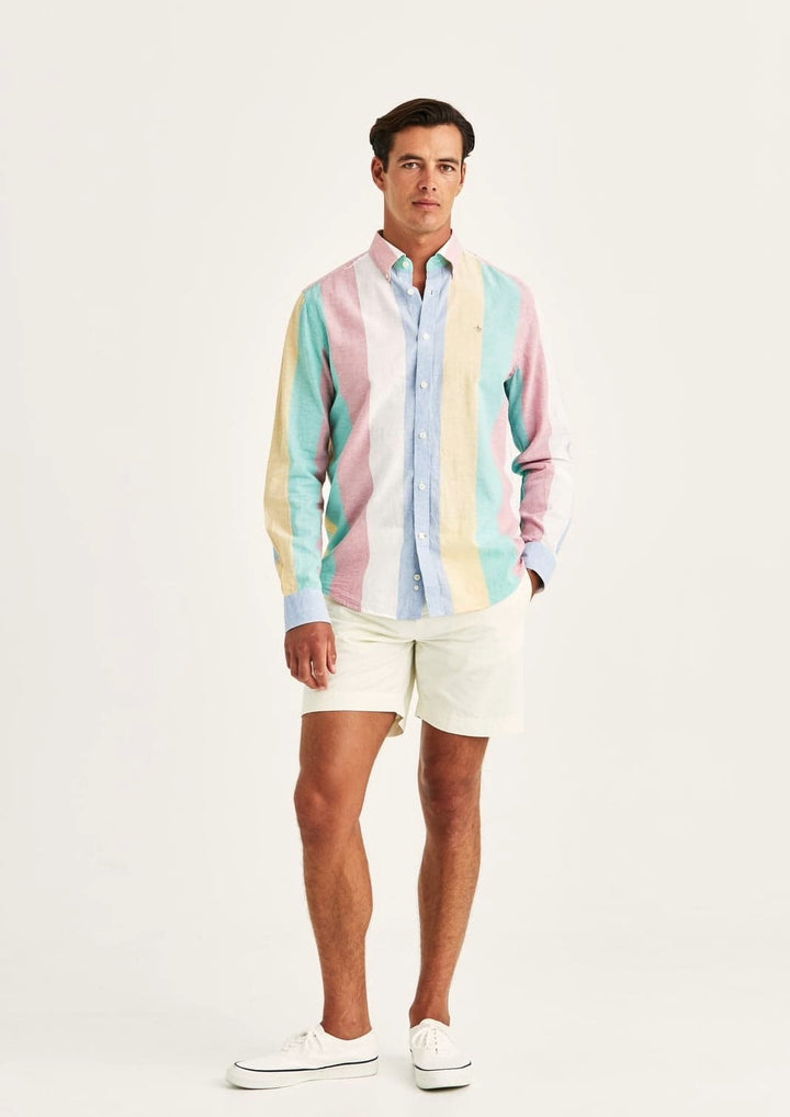 HAPPY LINEN STRIPE SHIRT