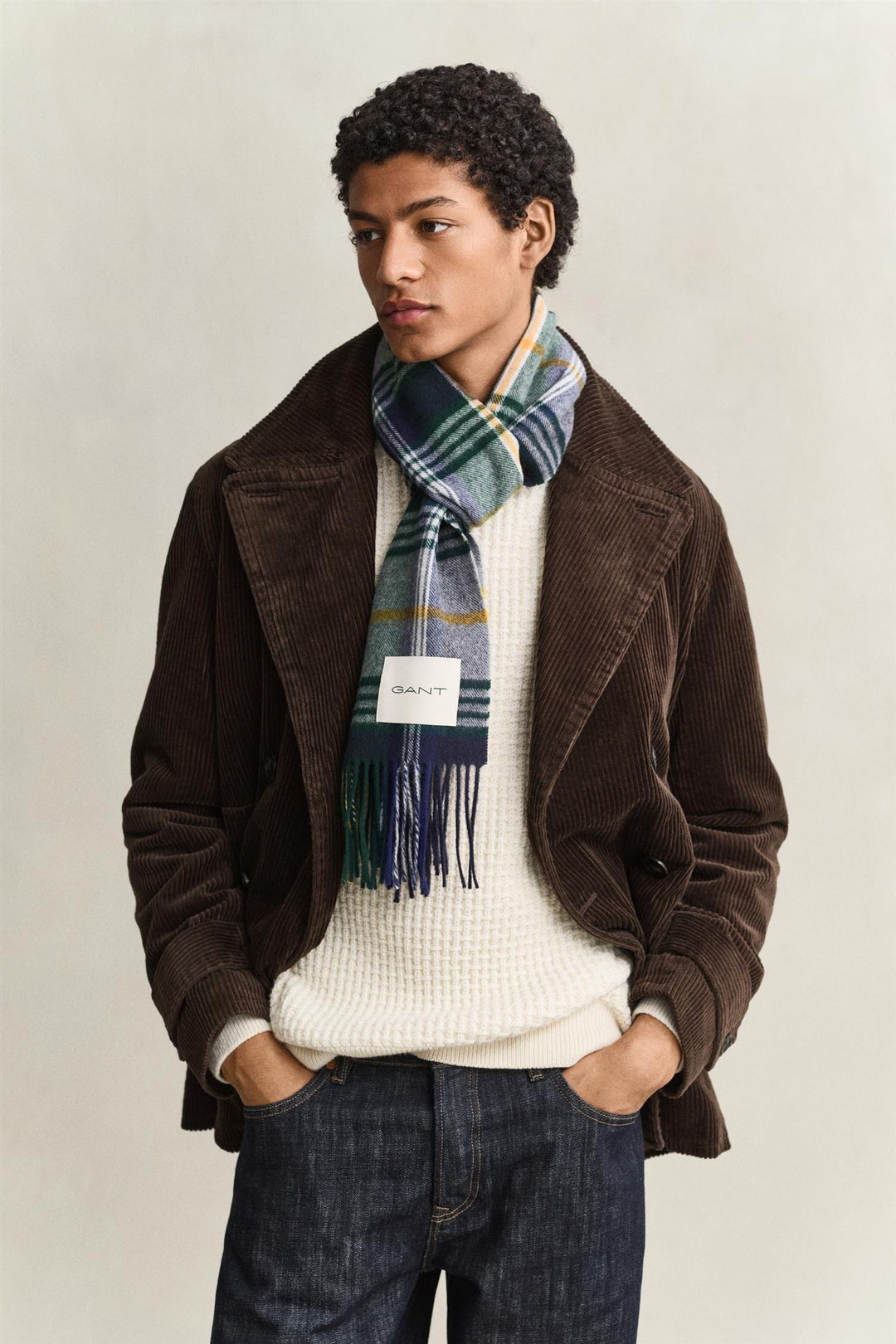 CHECKED WOOL SCARF