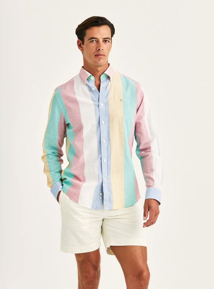 HAPPY LINEN STRIPE SHIRT