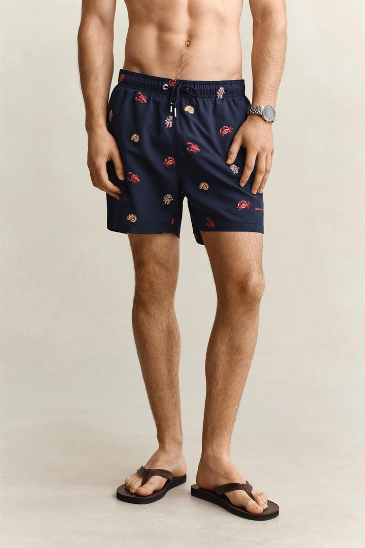 LOBSTER EMBROIDERY SWIM SHORTS