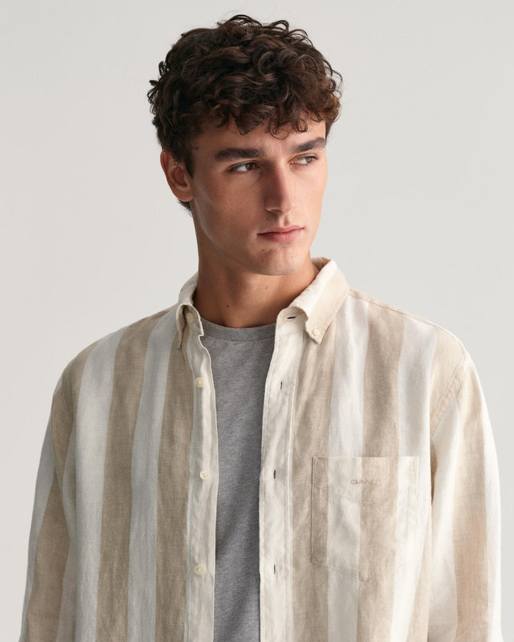 REG BOLD STRIPE LINEN SHIRT