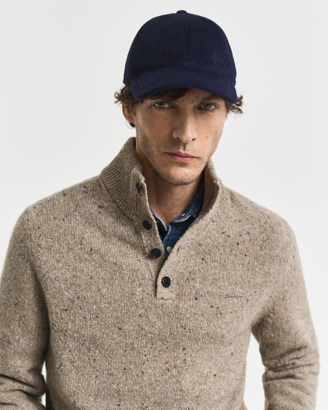 Wool Blend Neps Half Buttoned