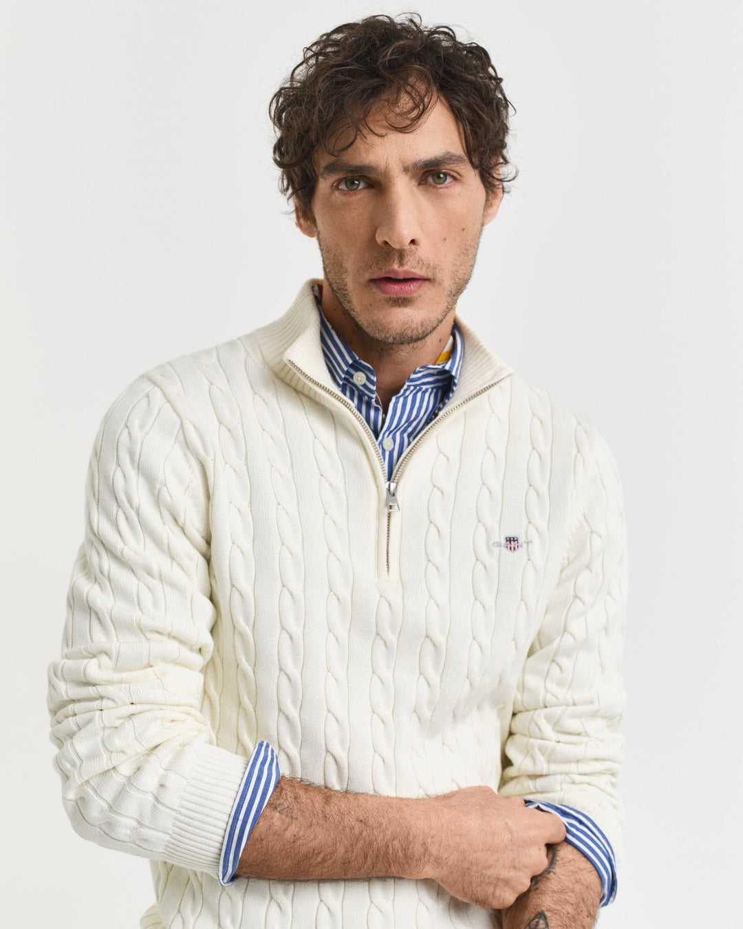 COTTON CABLE HALF ZIP