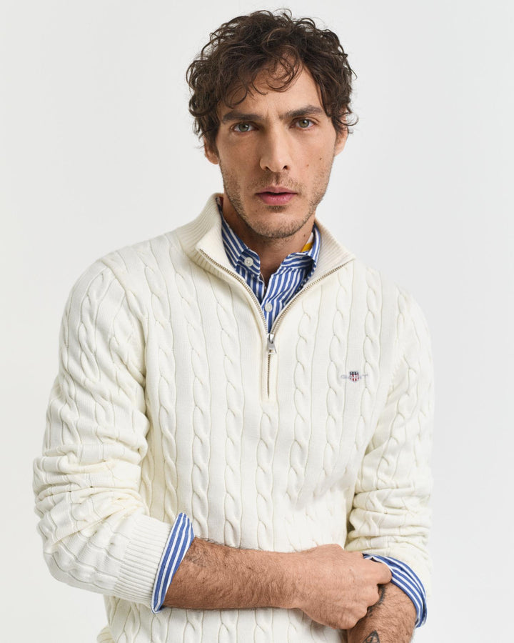 COTTON CABLE HALF ZIP
