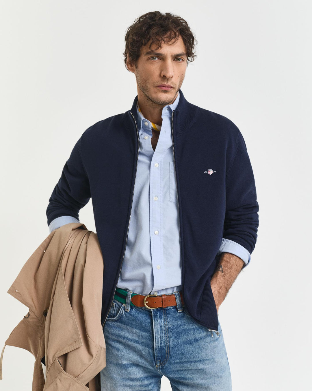 GASUAL COTTON ZIP CARDIGAN
