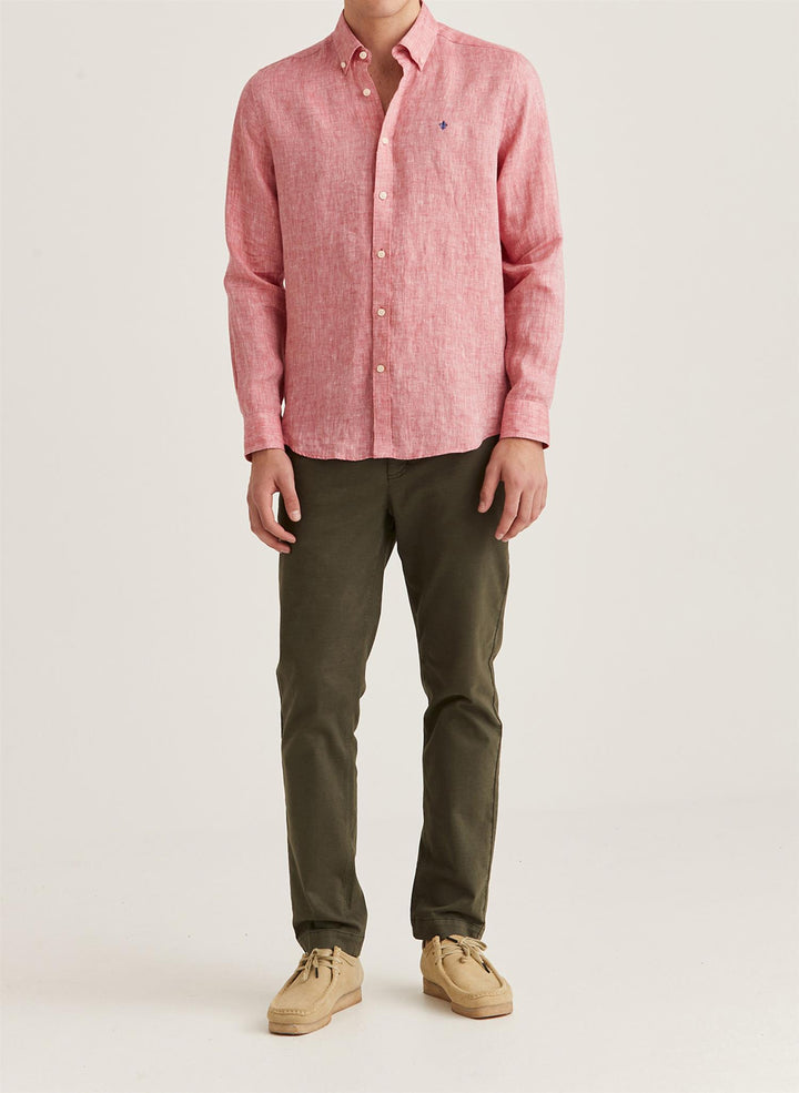 DOUGLAS LINEN HERRINGBONE SHIRT-CLASSIC FIT