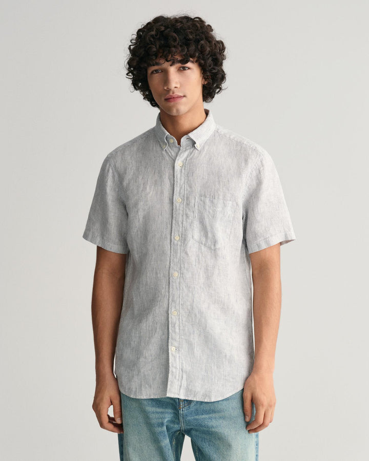 REG LINEN STRIPE SS SHIRT