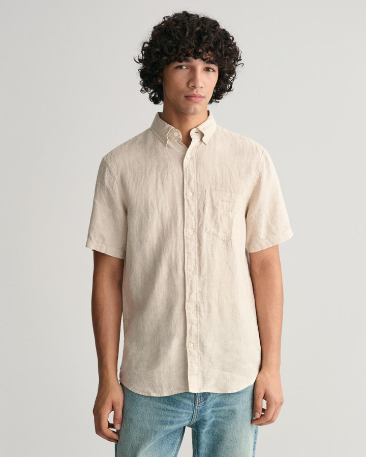 REG LINEN HOUNDSTOOTH SS SHIRT