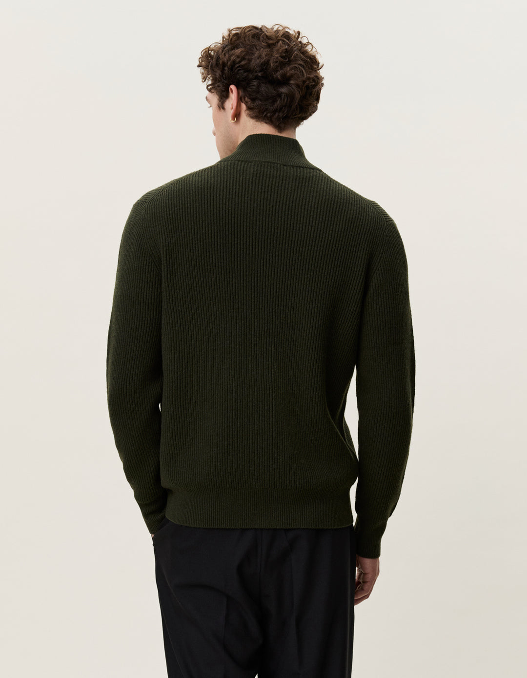 WOOL RIB ZIPPER KNIT
