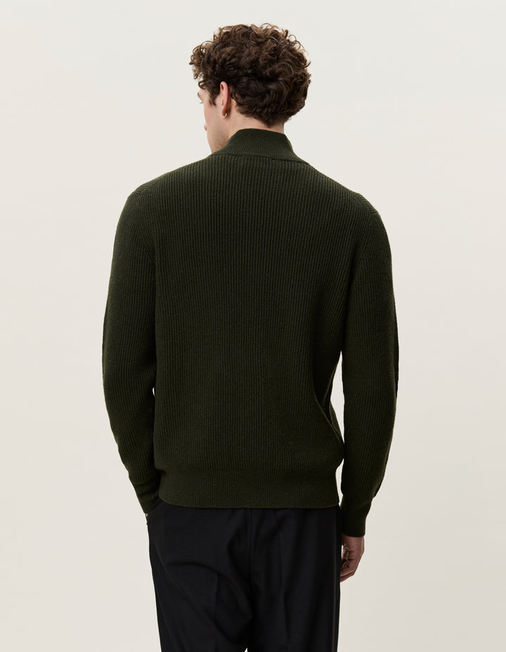 WOOL RIB ZIPPER KNIT