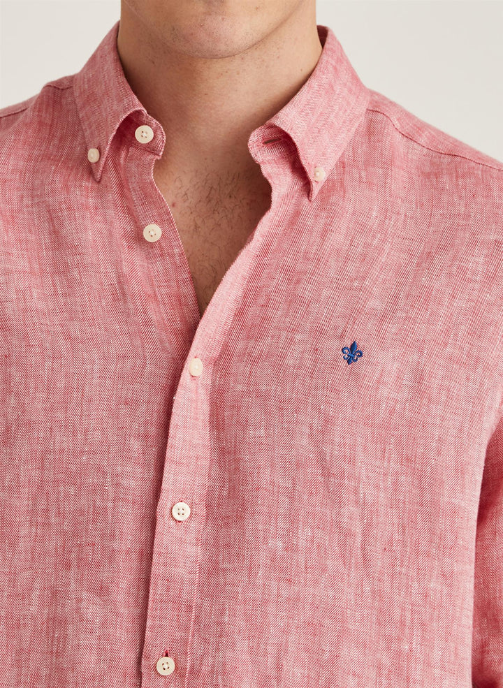 DOUGLAS LINEN HERRINGBONE SHIRT-CLASSIC FIT