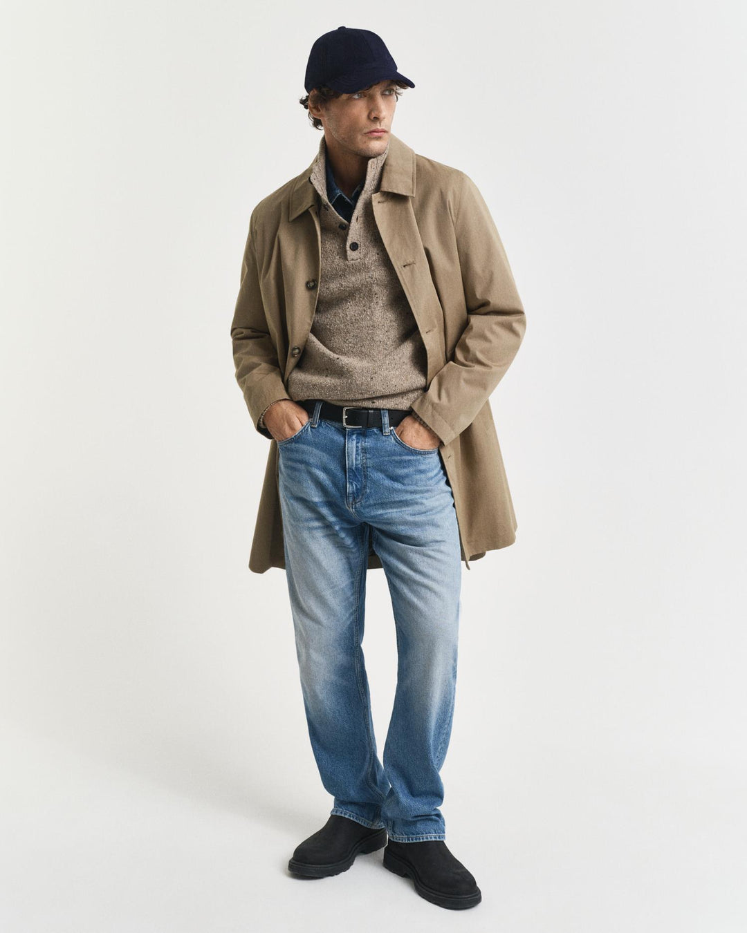 Wool Blend Neps Half Buttoned