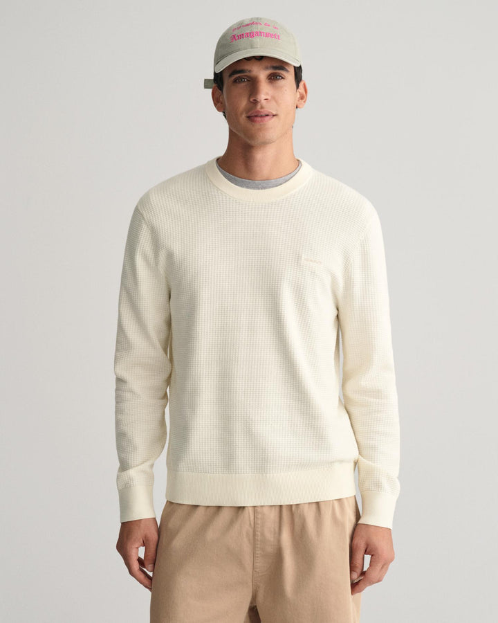 TEXTURED COTTON C-NECK